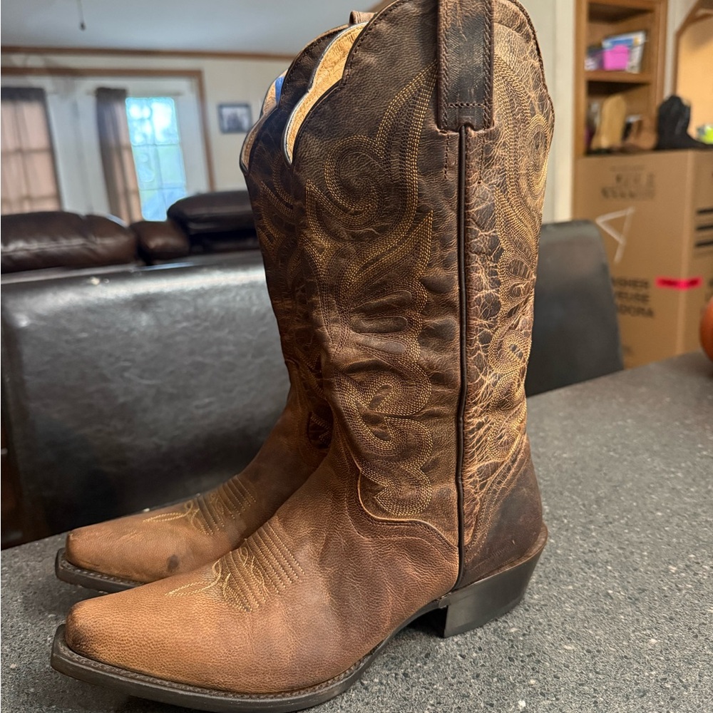 J B Dillon Brown Genuine Goat Leather Western Cowboy Boots size 7.5B Womens. - Picture 3 of 8